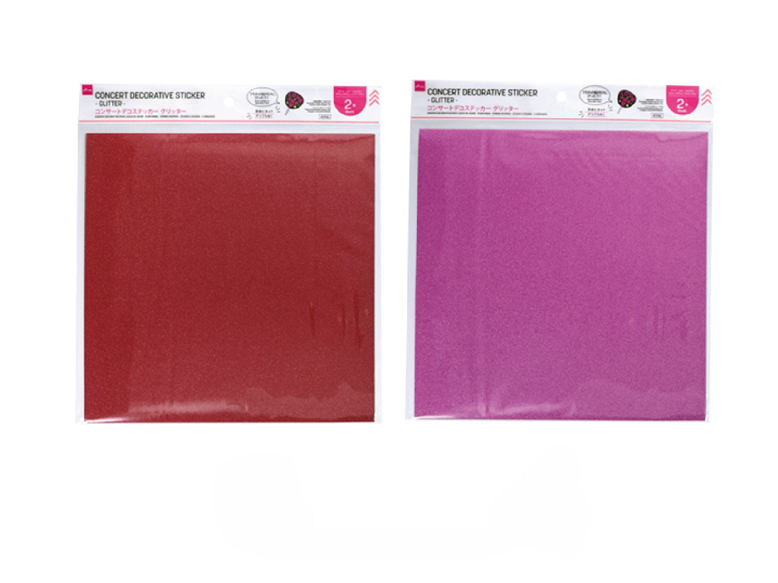 Concert Deco Stickers (Glitter, Red & Pink, 2 Pieces)