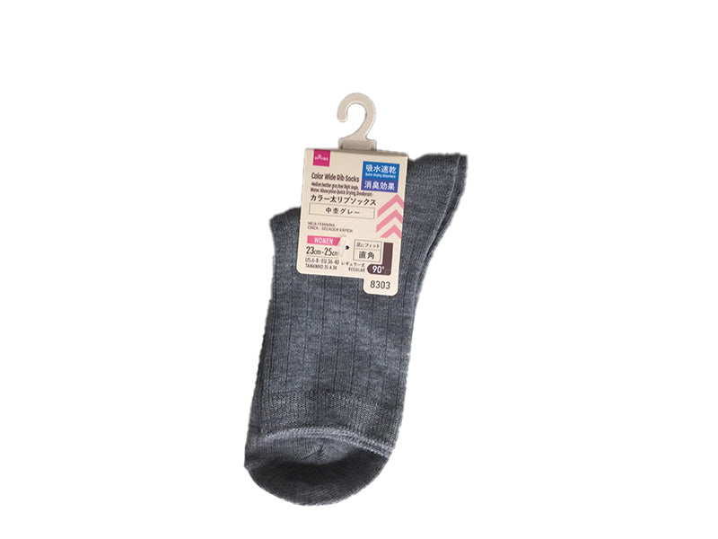 Color Thick Rib Socks (Medium Gray, Straight Heel, Quick-Dry, Deodorizing)