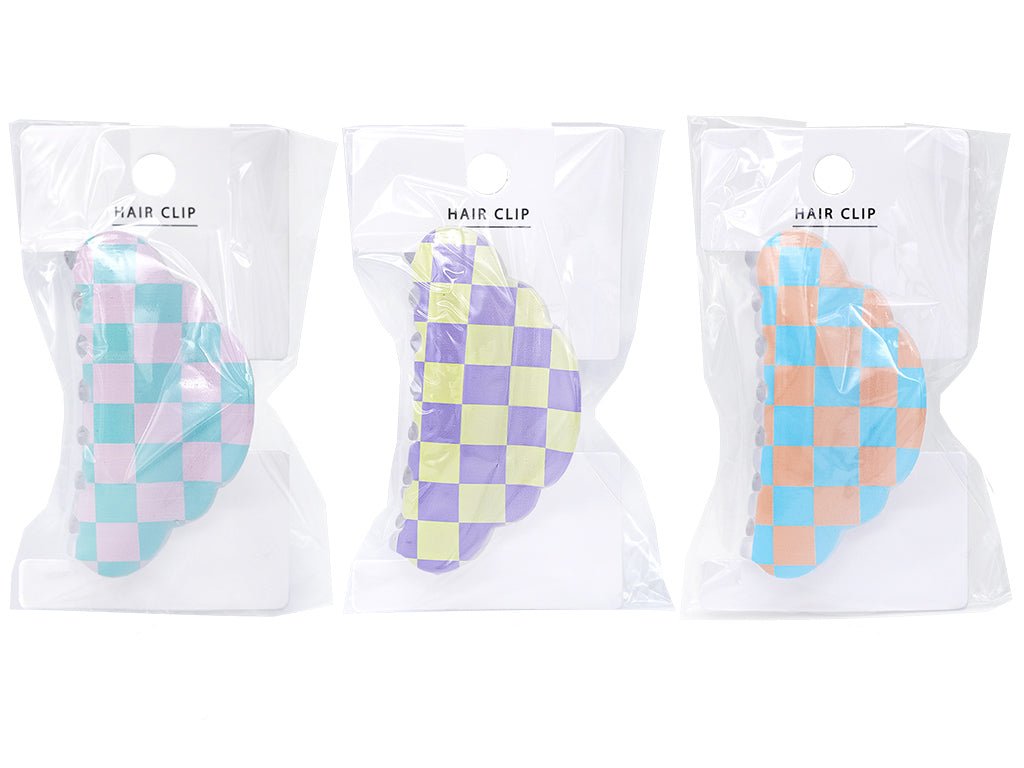 Checker Pattern Hair Clip (Cloud, Colorful)