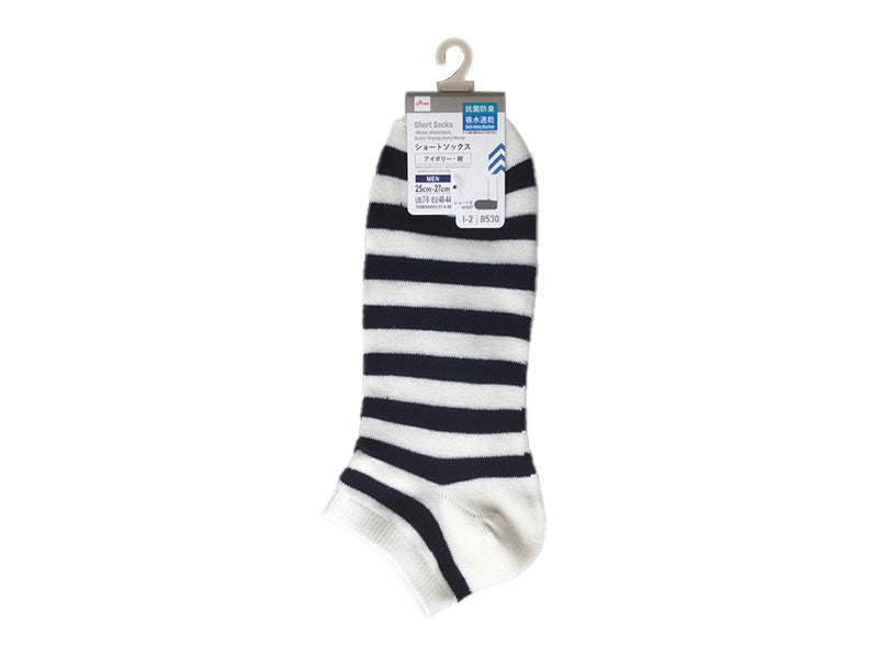 Short Socks (Quick-Dry, Antibacterial Deodorant, Ivory/Navy)