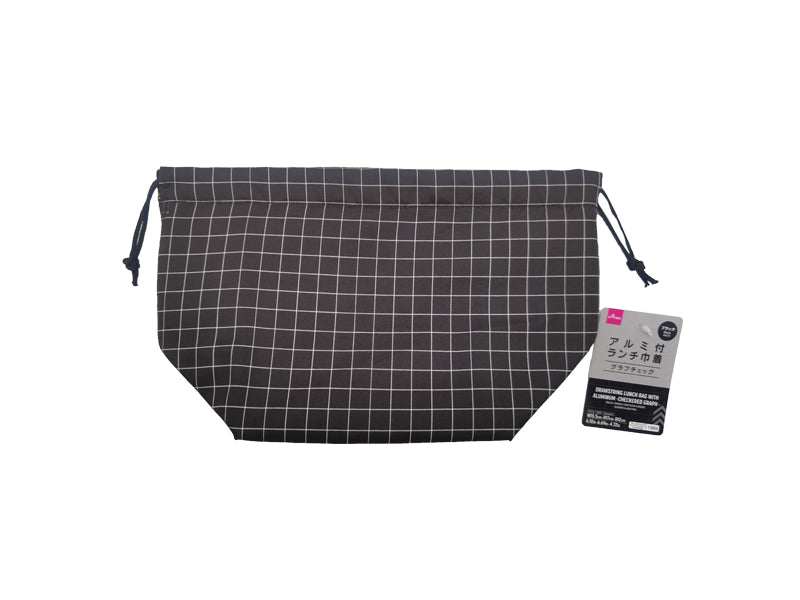 Aluminum Lunch Drawstring Bag (Graph Check, Black)