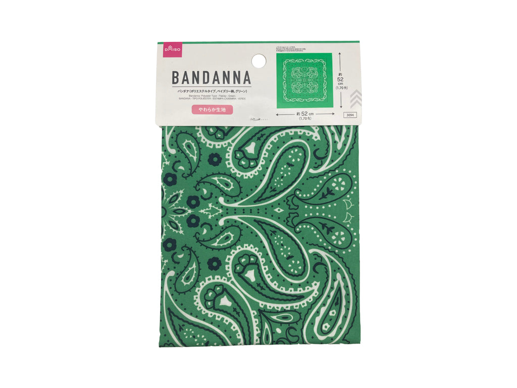 Bandana (Polyester Type, Paisley Pattern, Green)