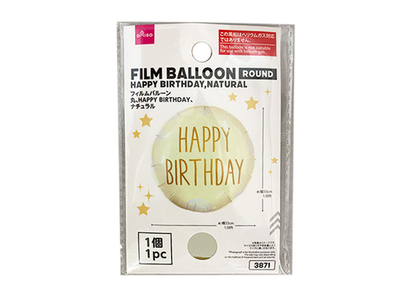 Film Balloon (Round, HAPPY BIRTHDAY, Natural)