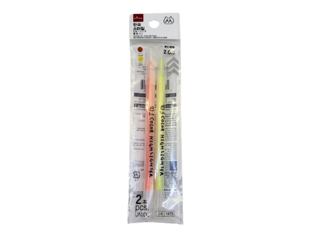 Highlighter (Korean Style Drawing, Clear Body, 2 pcs)