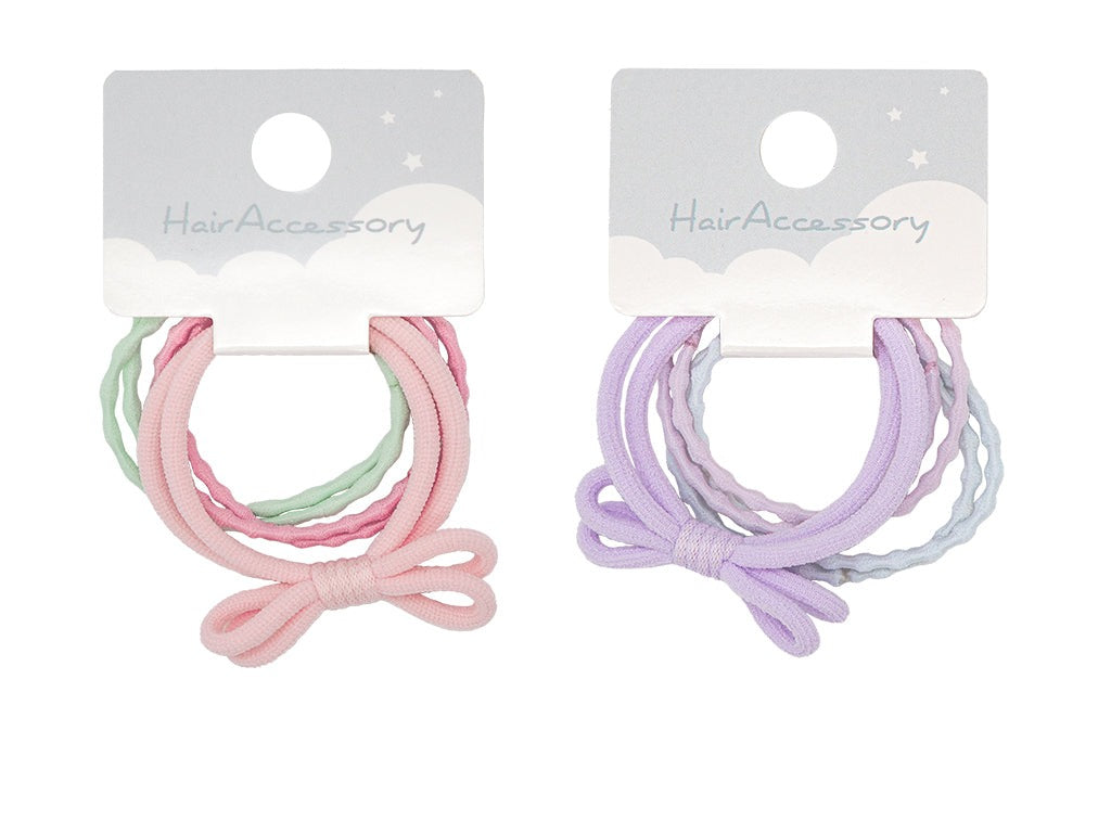 Hair Tie Set (Ribbon & Poodle, Pastel Colors)