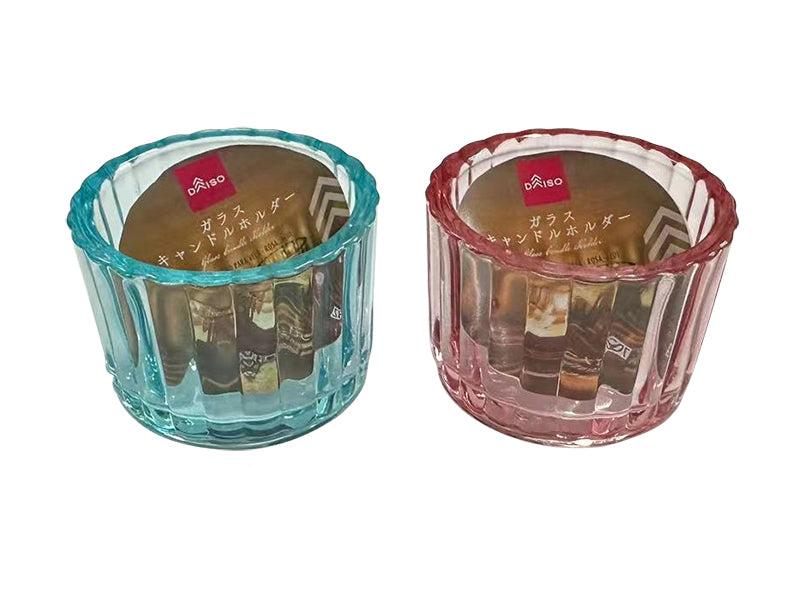 Glass Candle Holder (Pink, Blue)