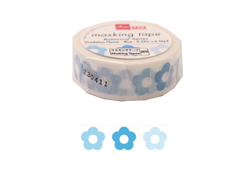 Masking Tape (Botanical Series, Gradient Flower, Blue)