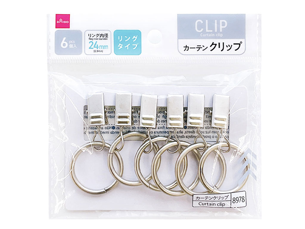 Ring Curtain Clip (Silver Color, 6 Pieces)