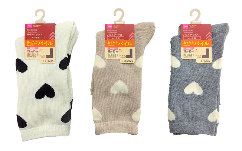 Pile Socks (Women's, Heart Pattern)