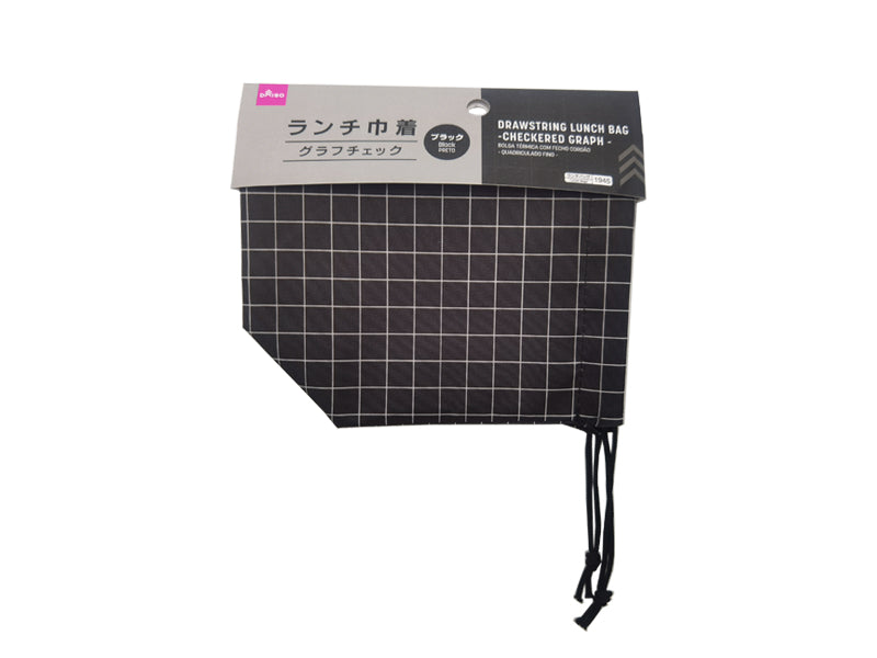 Lunch Drawstring Bag (Graph Check, Black)