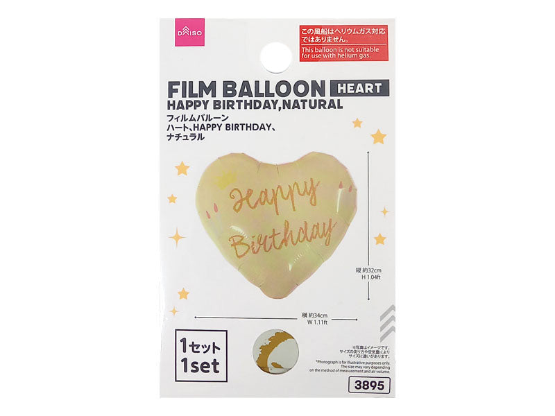 Film Balloon (Heart, HAPPY BIRTHDAY, Natural)