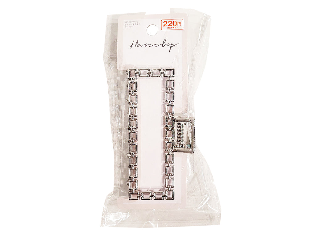 Hair Clip Chain Square Silver