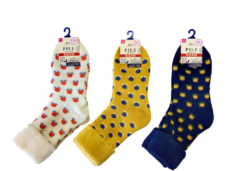 Fleece-Lined Pile Socks (Moisture-Wicking Heat, Eastern European Retro, Polka Dot Floral)