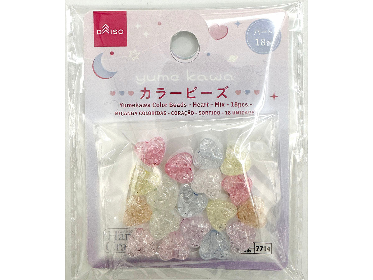 Yume Kawaii Color Beads (Heart, Mix, 18 Pieces)
