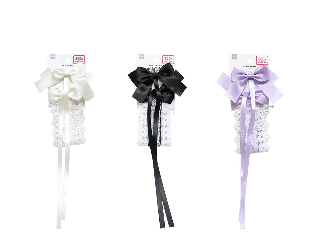 Flower Lace Ribbon Hair Band (With Clip, Wide)