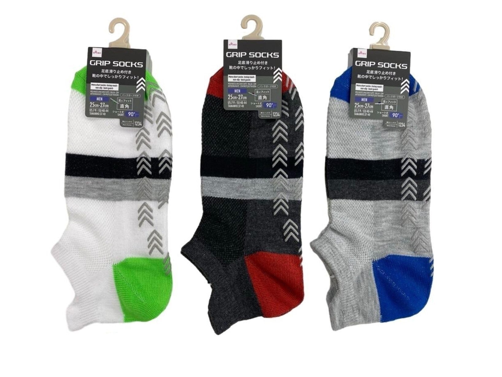 Men's Short Socks (Mesh Top, Non-Slip, Back Guard)