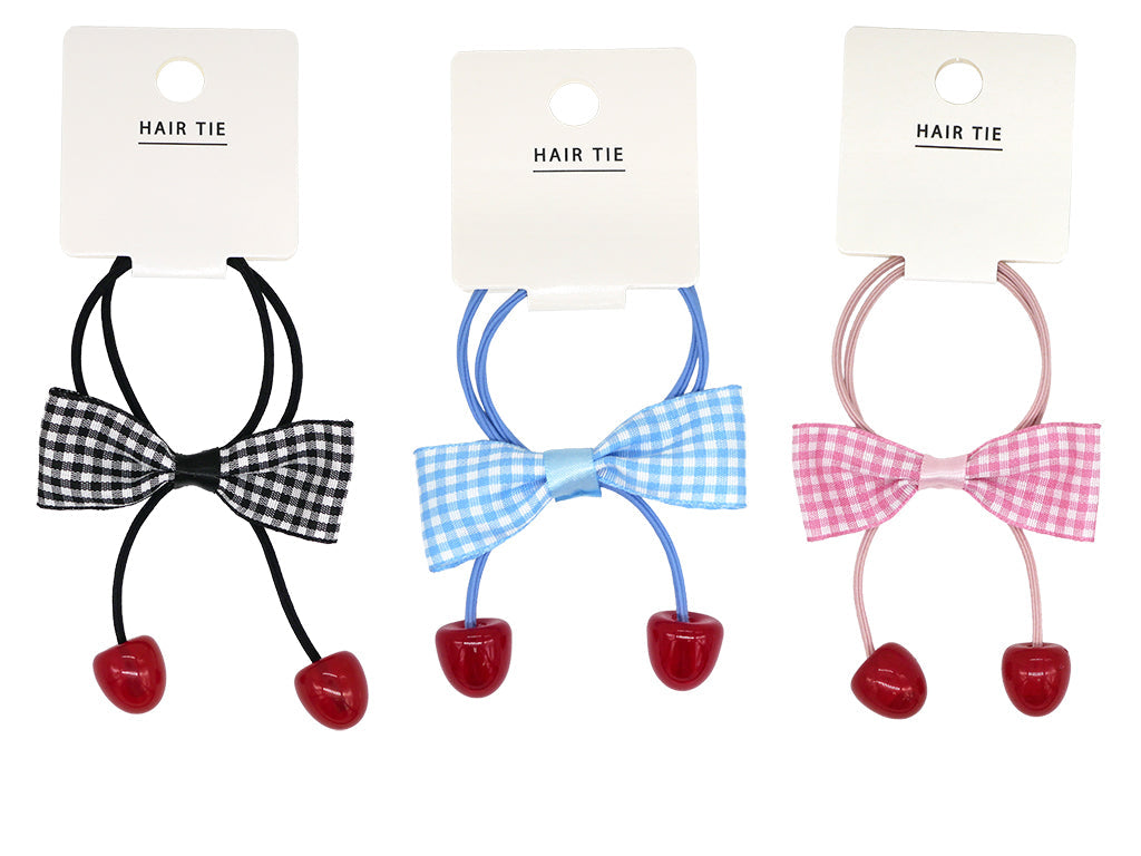 Ribbon Hair Tie (Cherry x Gingham Check)