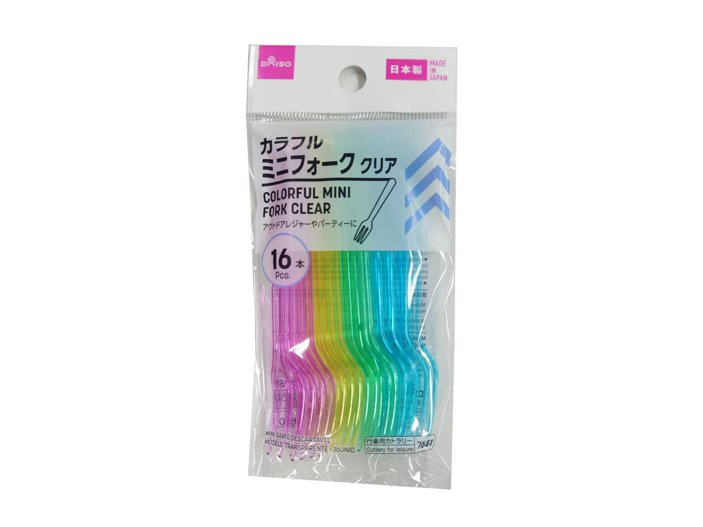 Colorful Mini Forks (Clear, 16 Pieces)