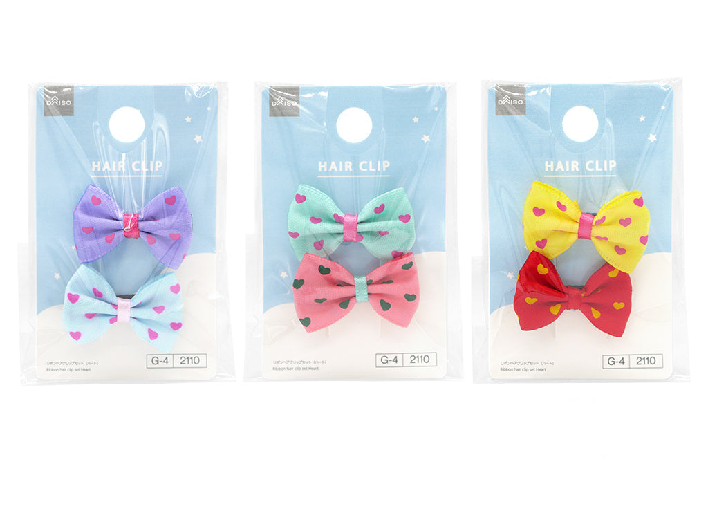 Ribbon Hair Clip Set (Heart)