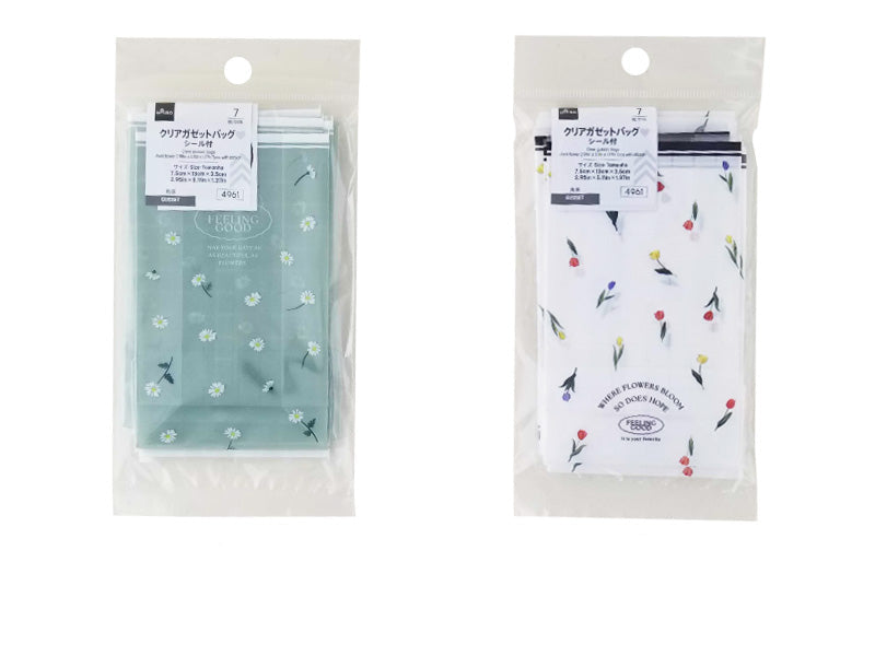Clear Gazet Bag (Petal Flower, 7 Pieces, with Stickers)