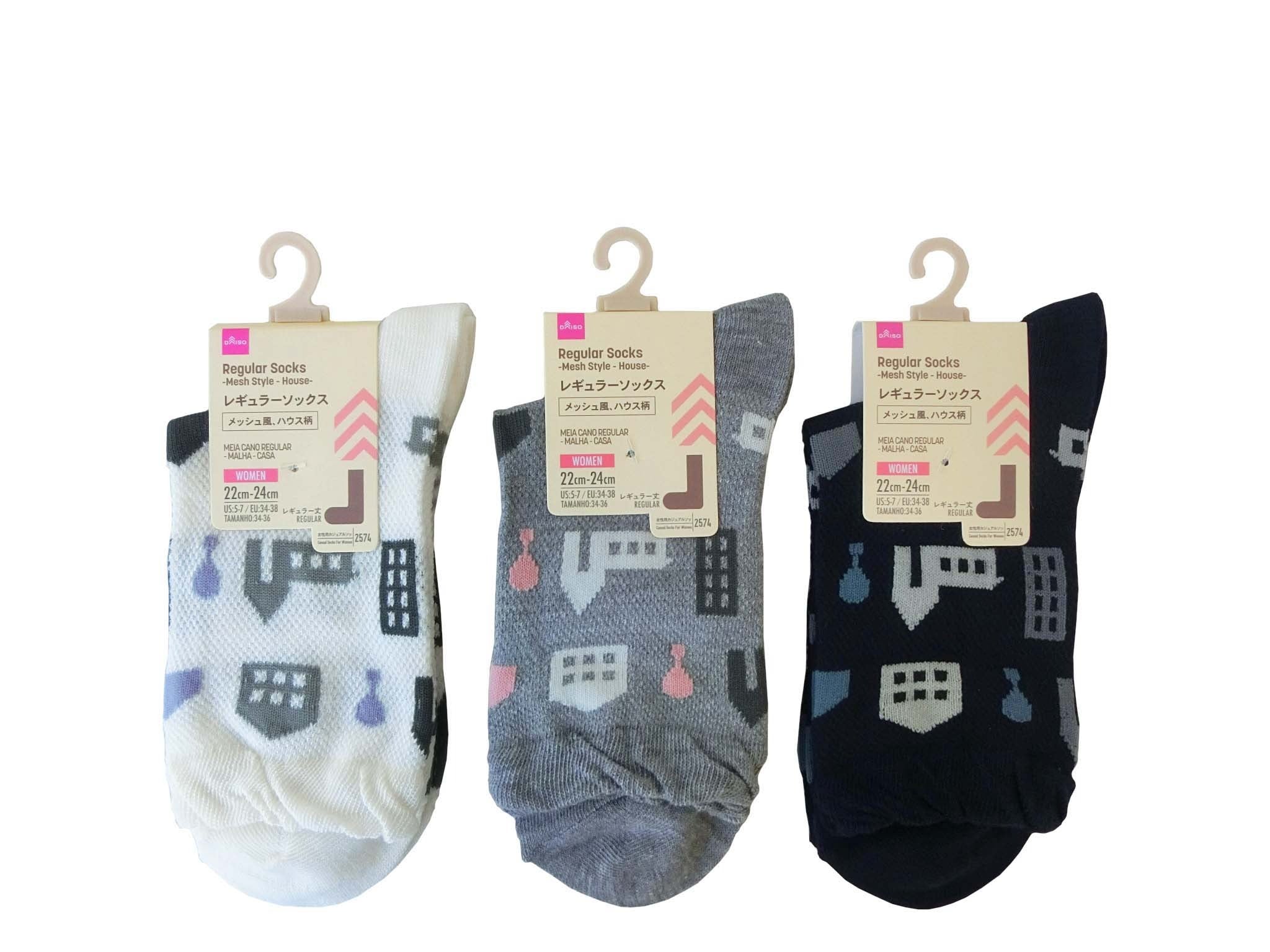 Regular Socks (Mesh Style, House Pattern)