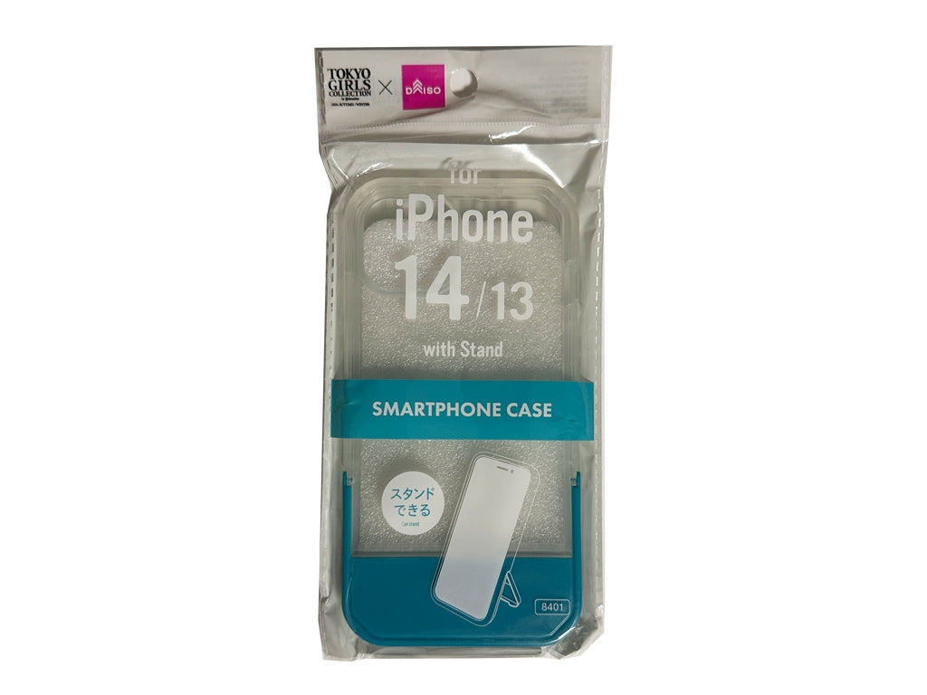 Smartphone Case with Stand (13 & 14, Clear x Blue)