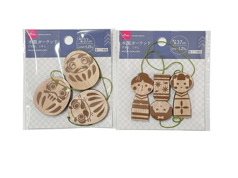 Wooden Garland (Daruma, Kokeshi)