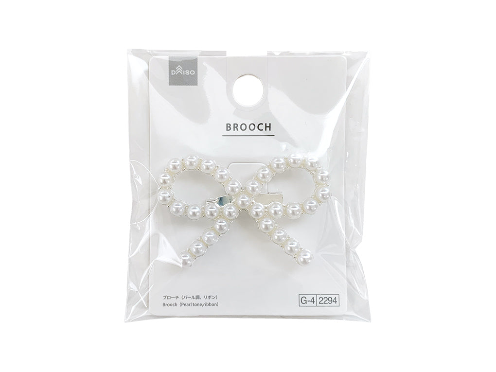Brooch (Pearl-like, Ribbon)