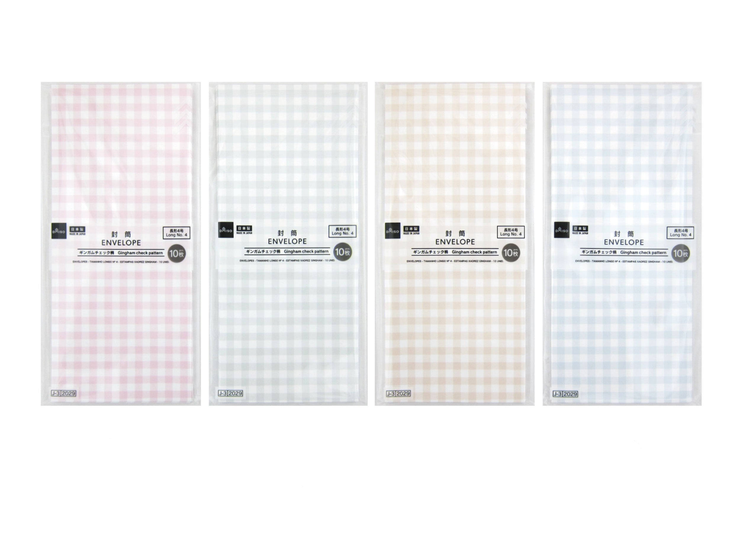 Envelope (Long Type No. 4, Gingham Check Pattern, 10 Pieces)