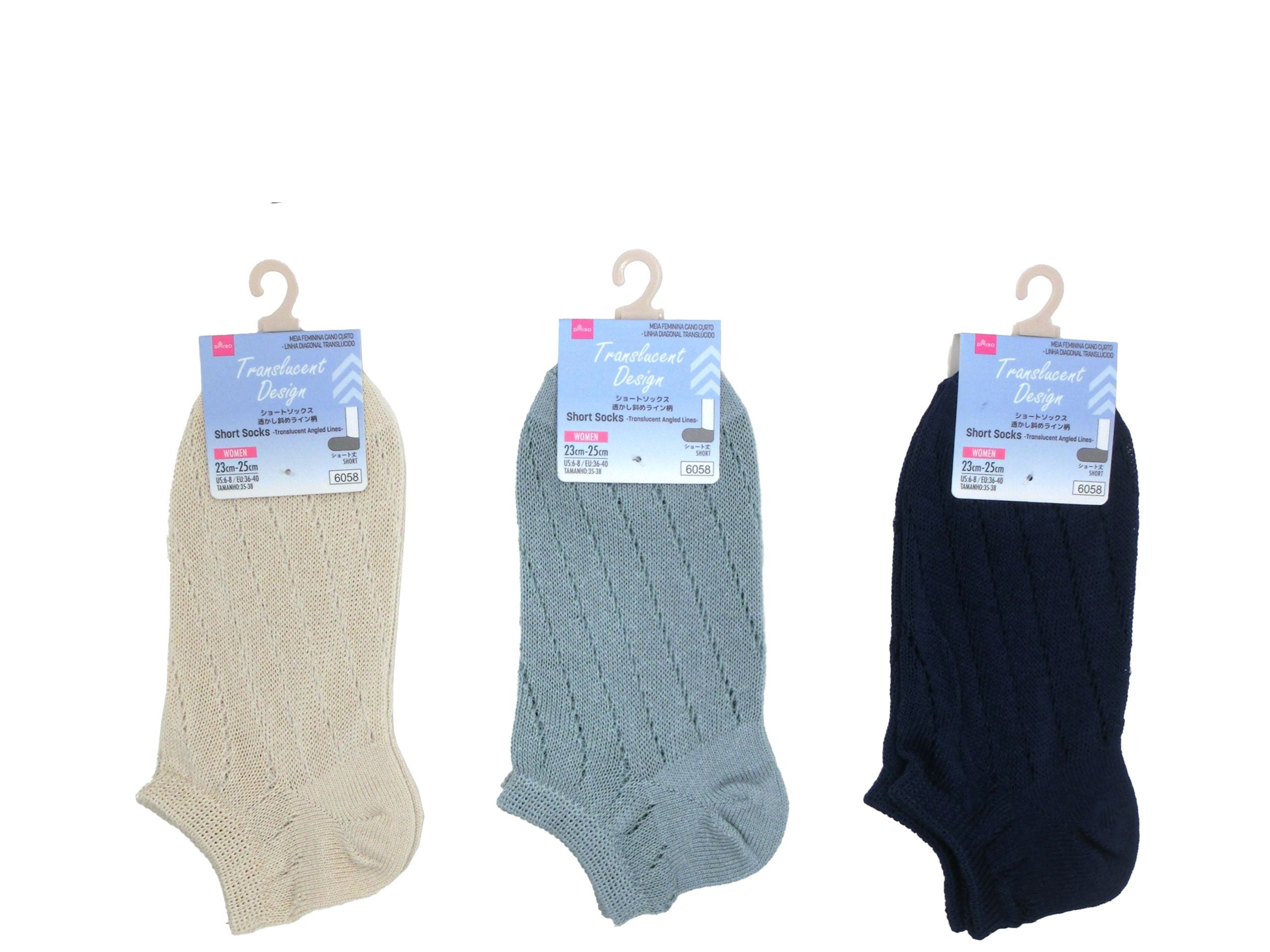 Short Socks (Lace Diagonal Line Pattern)