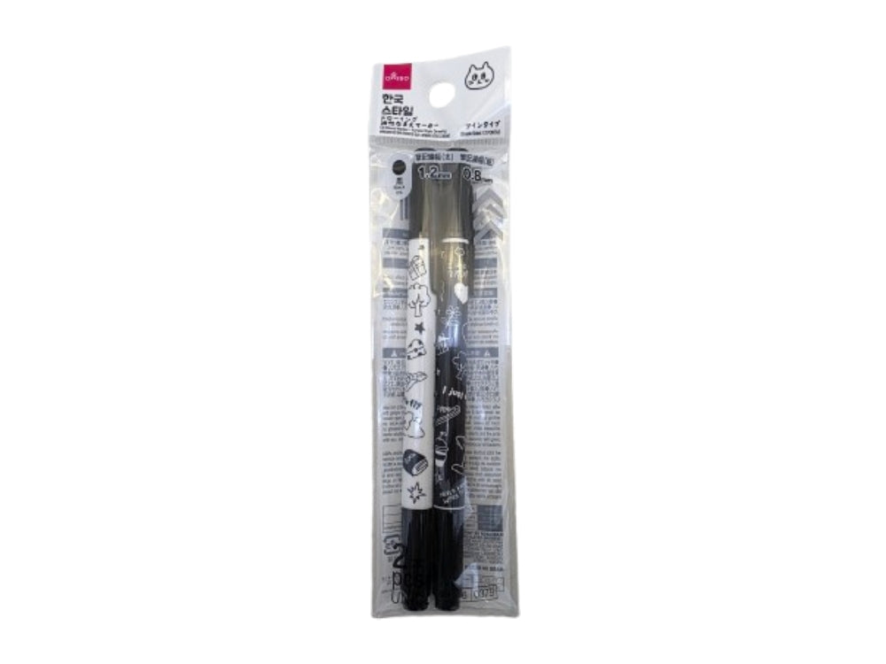 Oil-Based Name Marker (Korean Style Drawing, Twin Type, 2 Pieces)