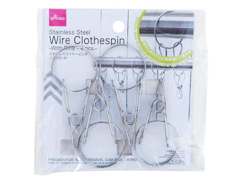 Stainless Steel Wire Clips (with Ring, 4 Pieces)