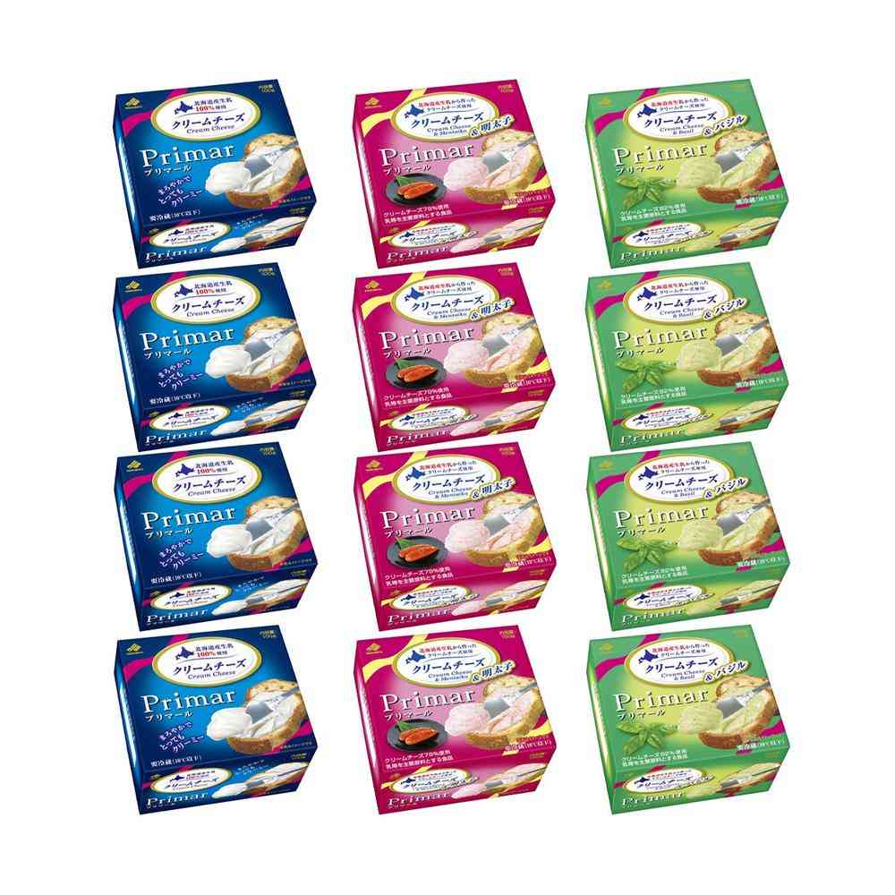 [Refrigerated] Hokkaido Dairy Primar Cream Cheese All 3 Varieties Set (4 Packs Each)